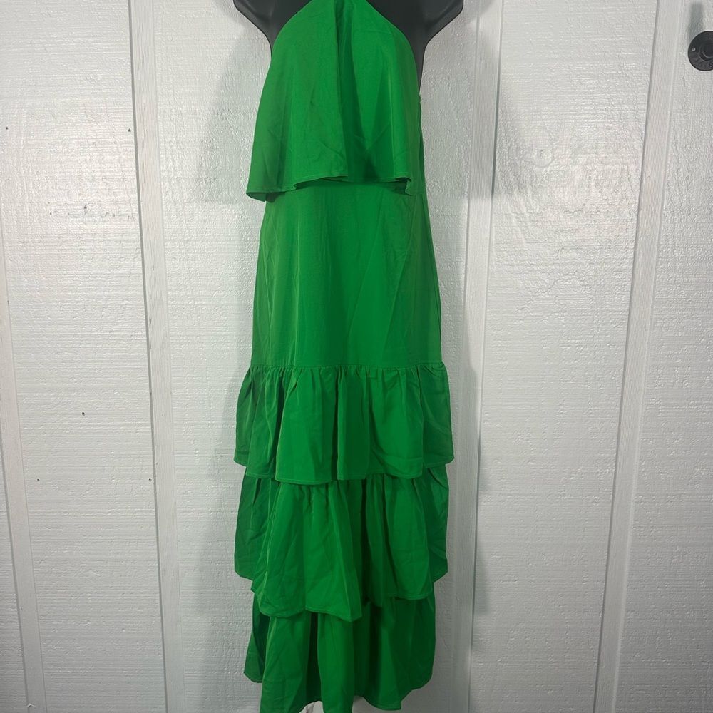 Misa Hylton for INC Green High Neck Spaghetti Strap Tiered Dress Size Small NWOT - Picture 2 of 10